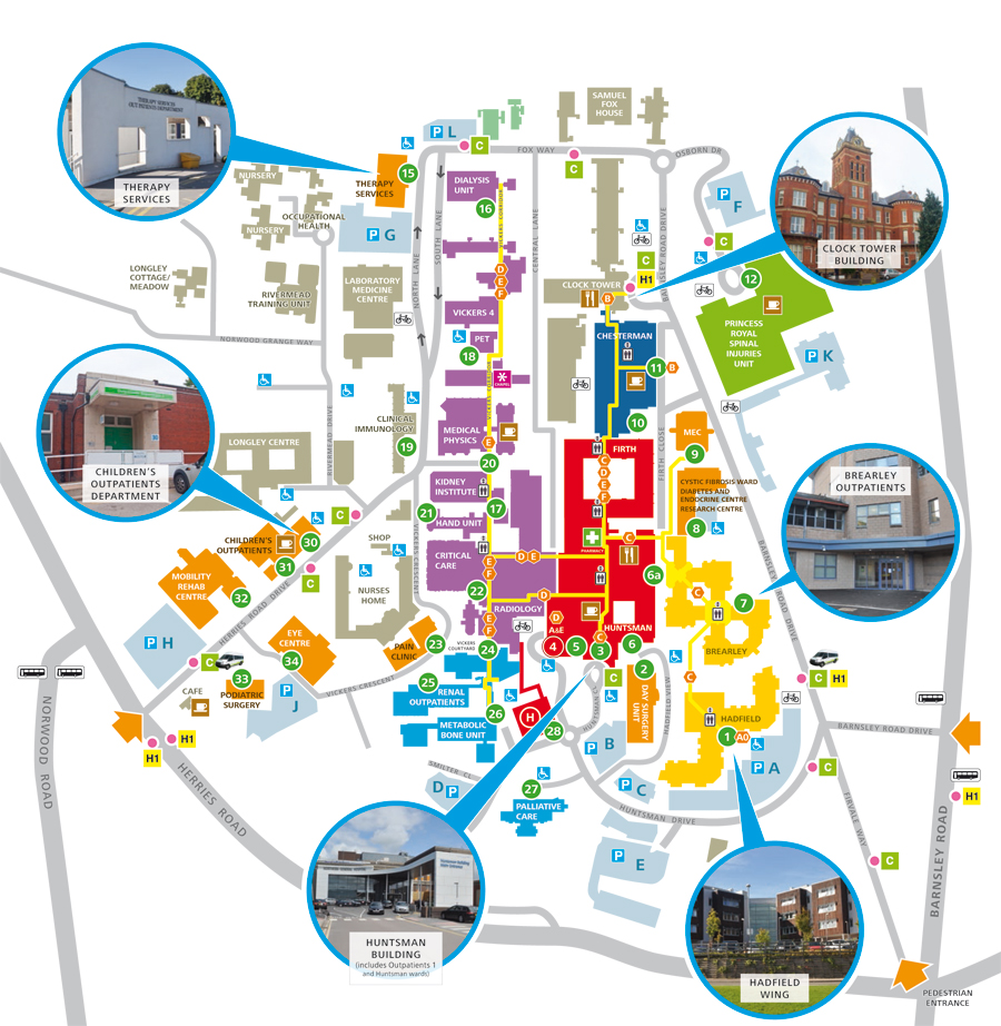 Northern General Hospital Site Map